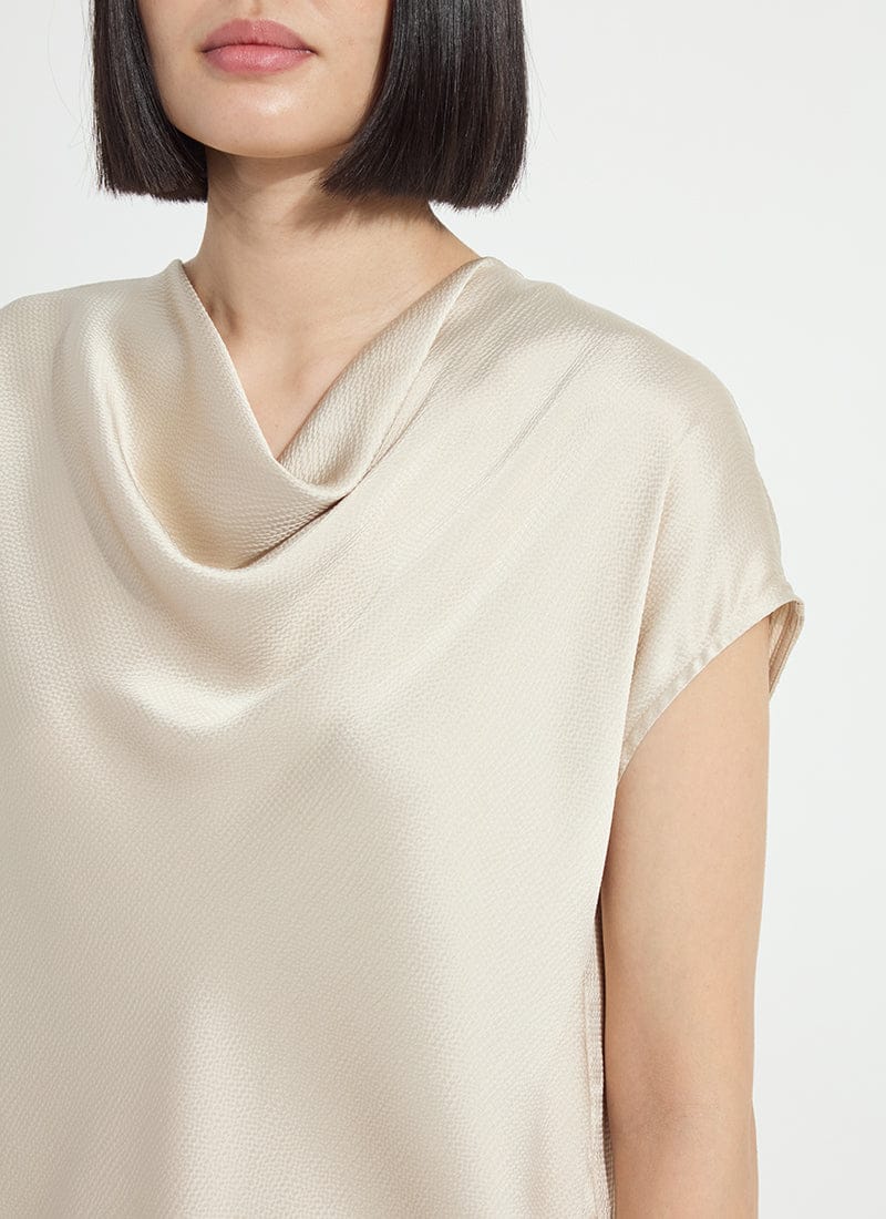 Yasmin Drape Neck Sleeveless Blouse in Travertine