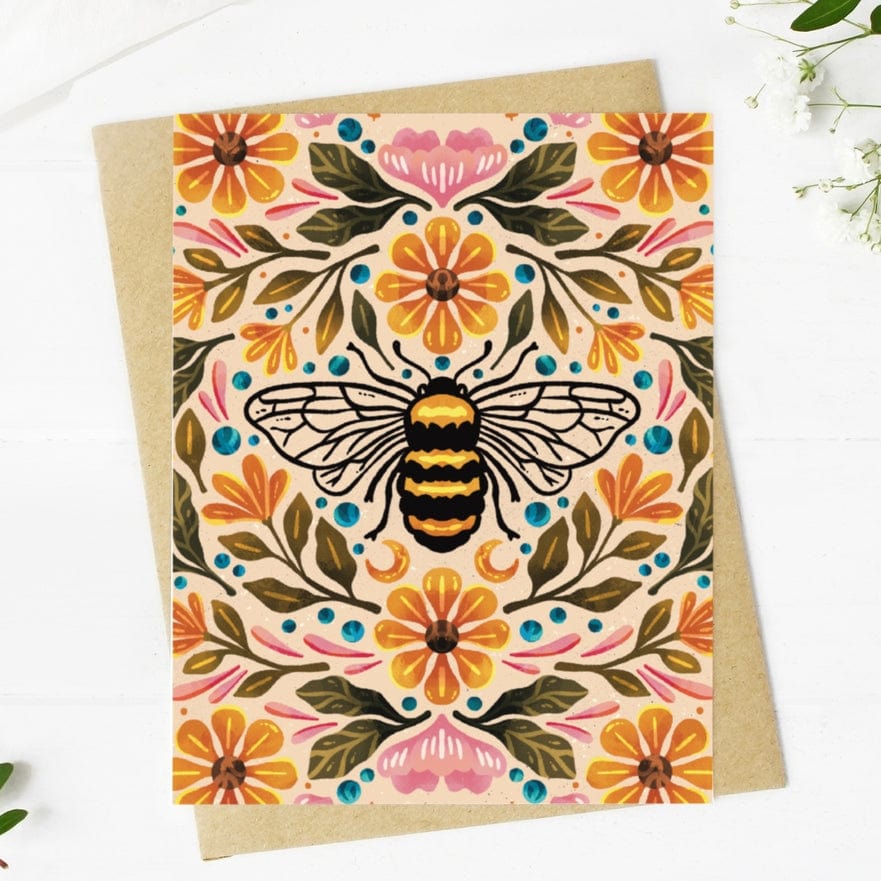 Big Moods Big Moods Bee & Floral Greeting Card - Little Miss Muffin Children & Home