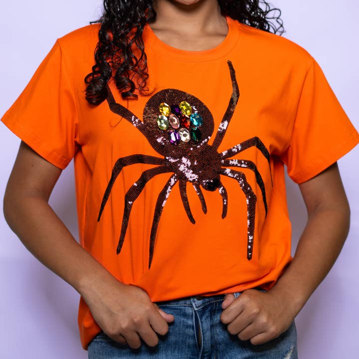 Bomb Designs Jeweled Halloween Spider Tee - Little Miss Muffin Children & Home