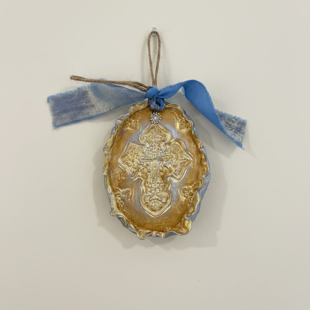 Crucifux with Scrolls Religious Plaque