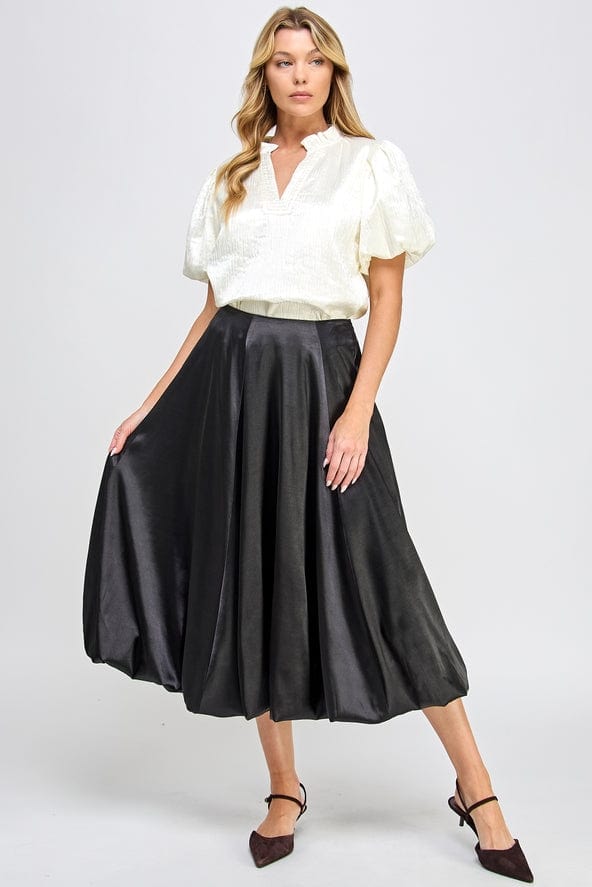 Ellison Ellison Satin Balloon Midi Skirt in Black - Little Miss Muffin Children & Home