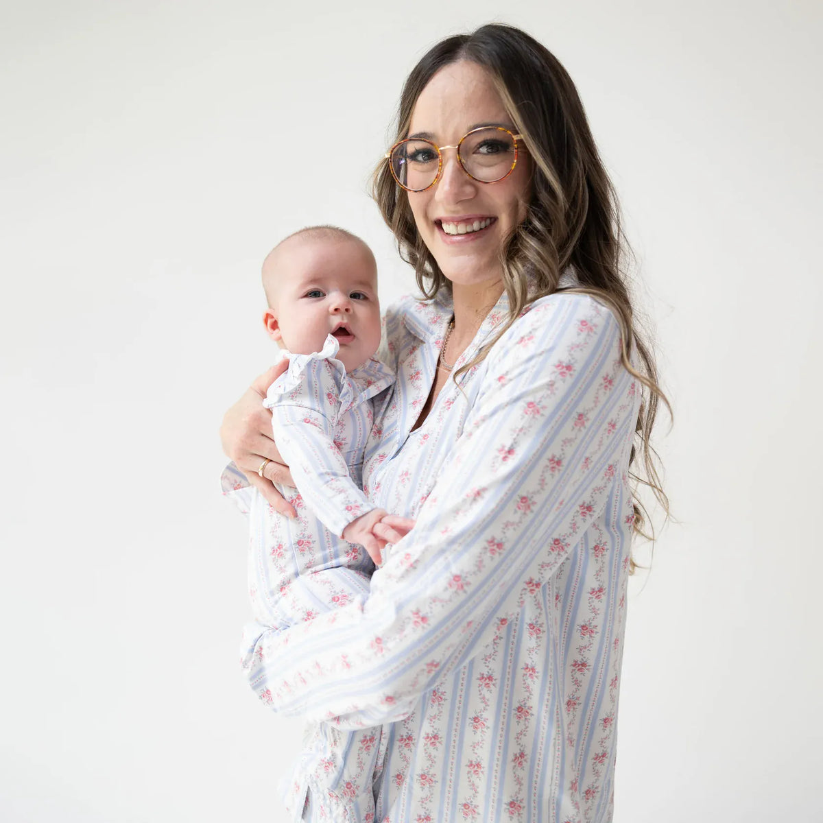 Anna Floral Stripe 2 Way Ruffle Sleeve Zipper Footie