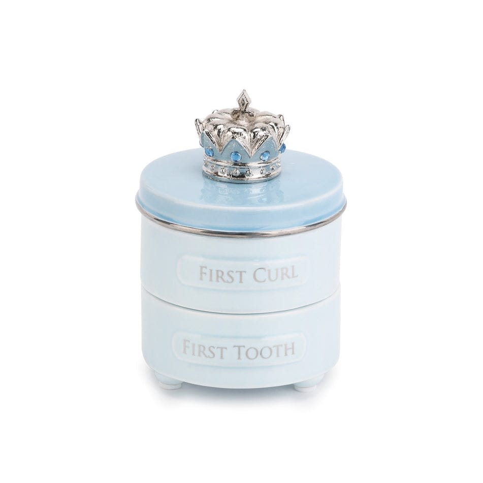 Blue Prince Crown First Tooth & Curl Keepsake Box