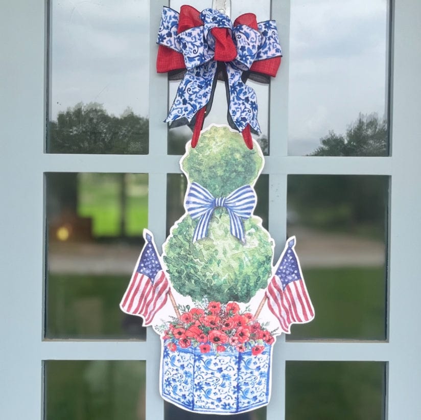 Front Porch Elegance Red, White & Bloom Door Hanger - Little Miss Muffin Children & Home