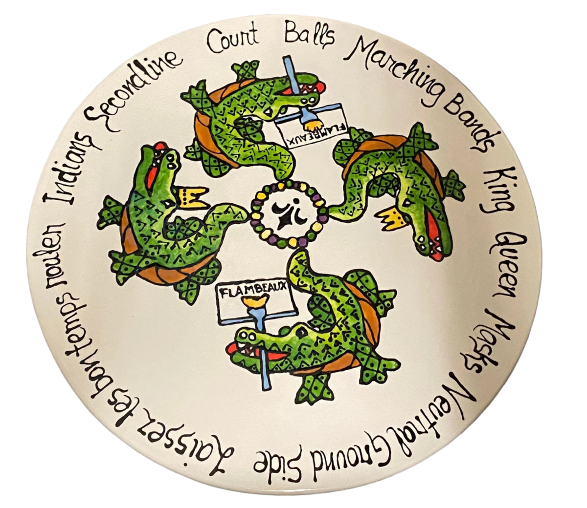 Jan Salzer Art Jan Salzer Mardi Gras Alligators King Cake Platter - Little Miss Muffin Children & Home