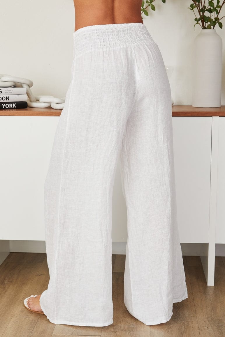 Milio Milano Milio Milano Smocked Waist Linen Palazzo Pants - Little Miss Muffin Children & Home
