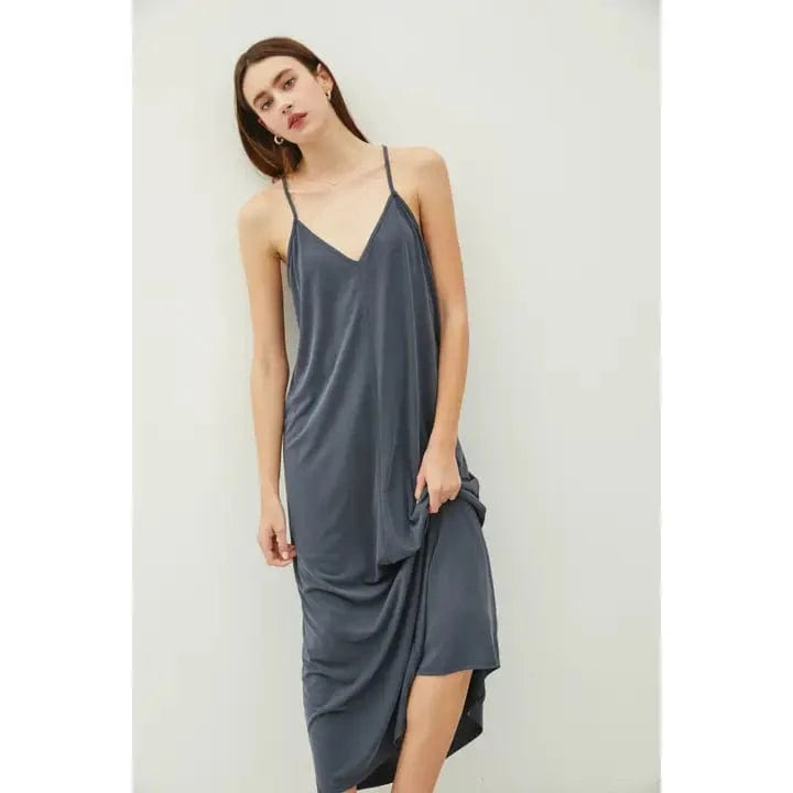 Be Cool Be Cool Modal V-Neck Racerback Adjustable Strap Maxi Dress in Charcoal - Little Miss Muffin Children & Home