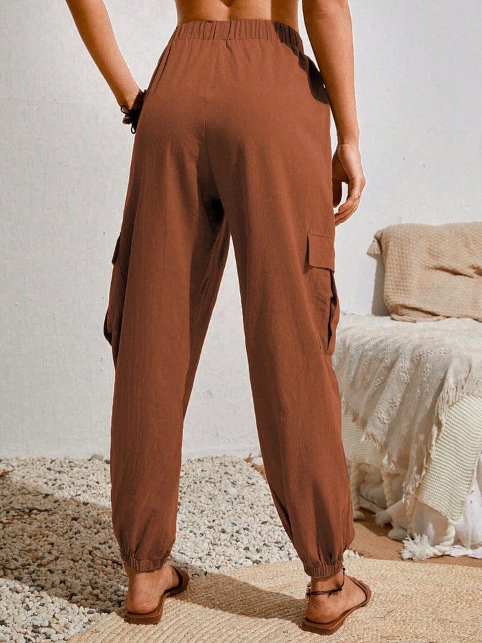 Rosa Clothing Rosa Clothing Trousers Pocket Casual Cargo Pants in Brown - Little Miss Muffin Children & Home