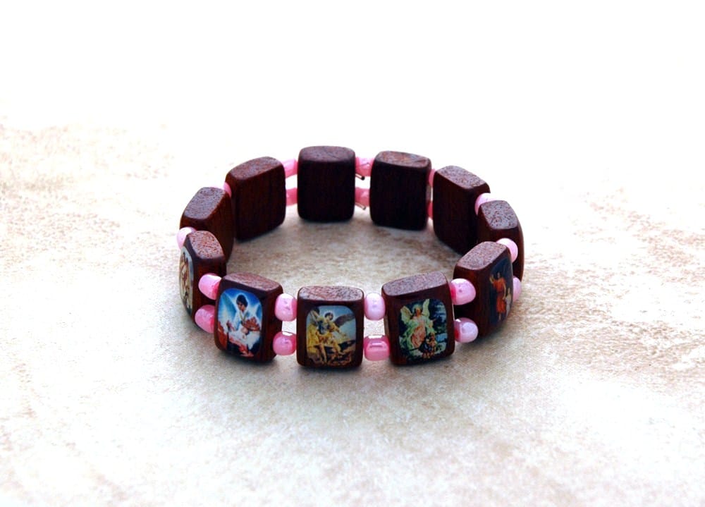 Child's Angel Bracelet with Brazilian Wood Beads