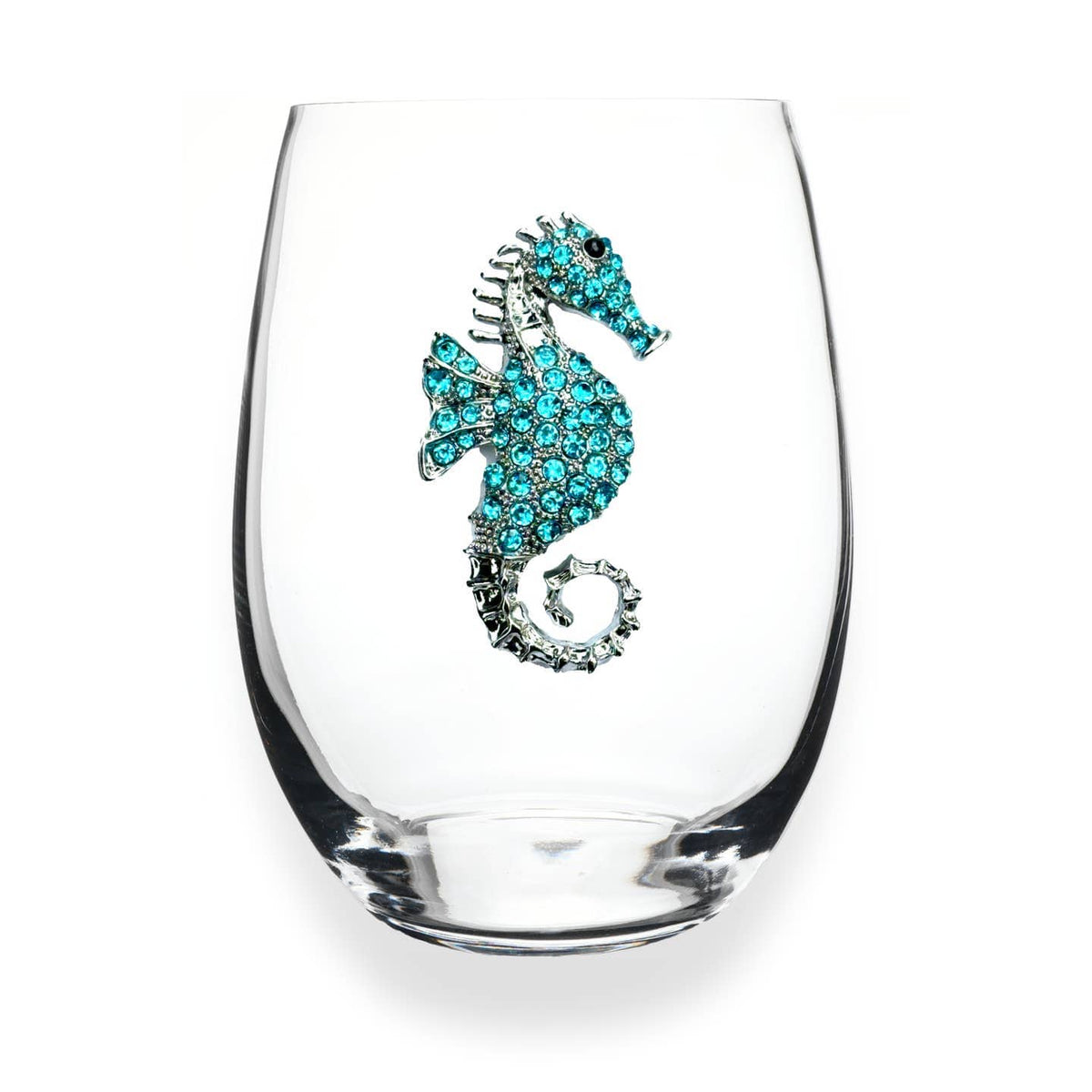 The Queens' Jewels® Blue Seahorse Jeweled Stemless Wine Glass - Little Miss Muffin Children & Home
