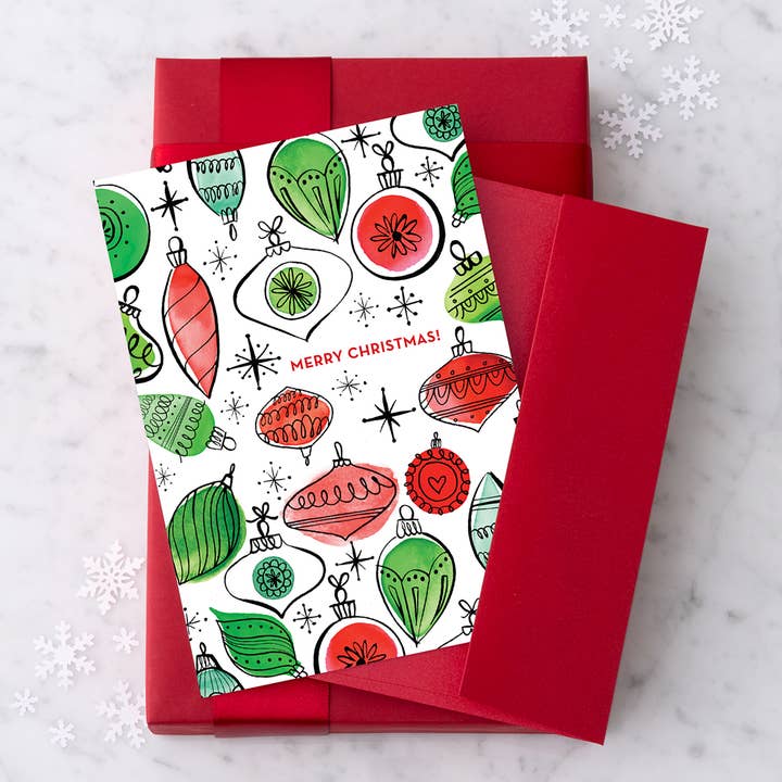 "Merry Christmas - Vintage Ornaments" Christmas Card