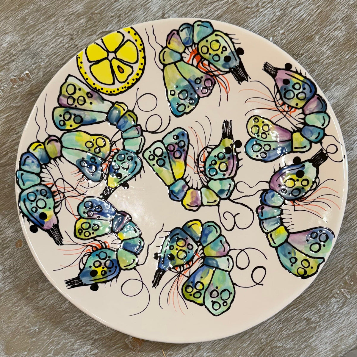 Jan Salzer Rainbow Shrimp Plate