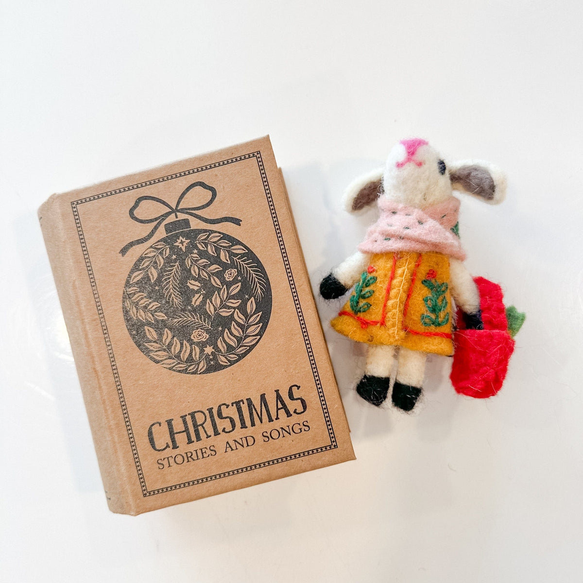 Creative Co-op Handmade Wool Felt Bunny 4" Ornament In Book Shaped Box, 4 Styles - Little Miss Muffin Children & Home