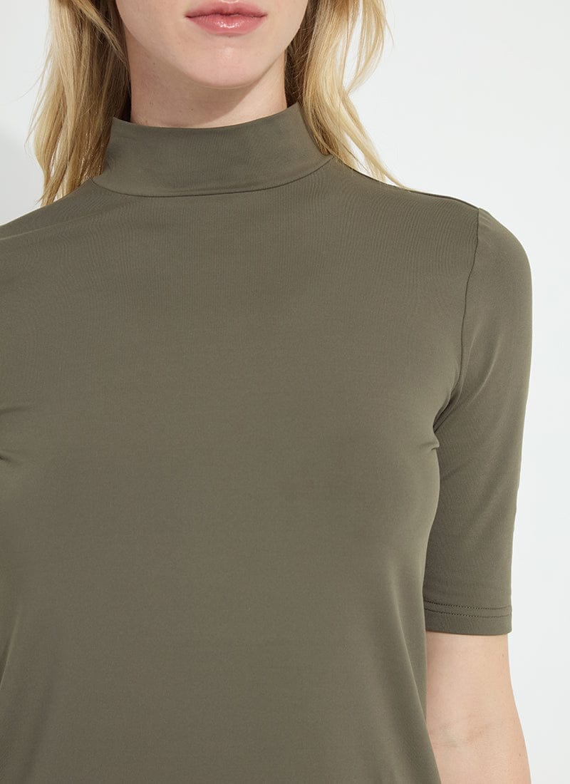 Clara Mockneck Elbow Sleeve Top in Mosswood