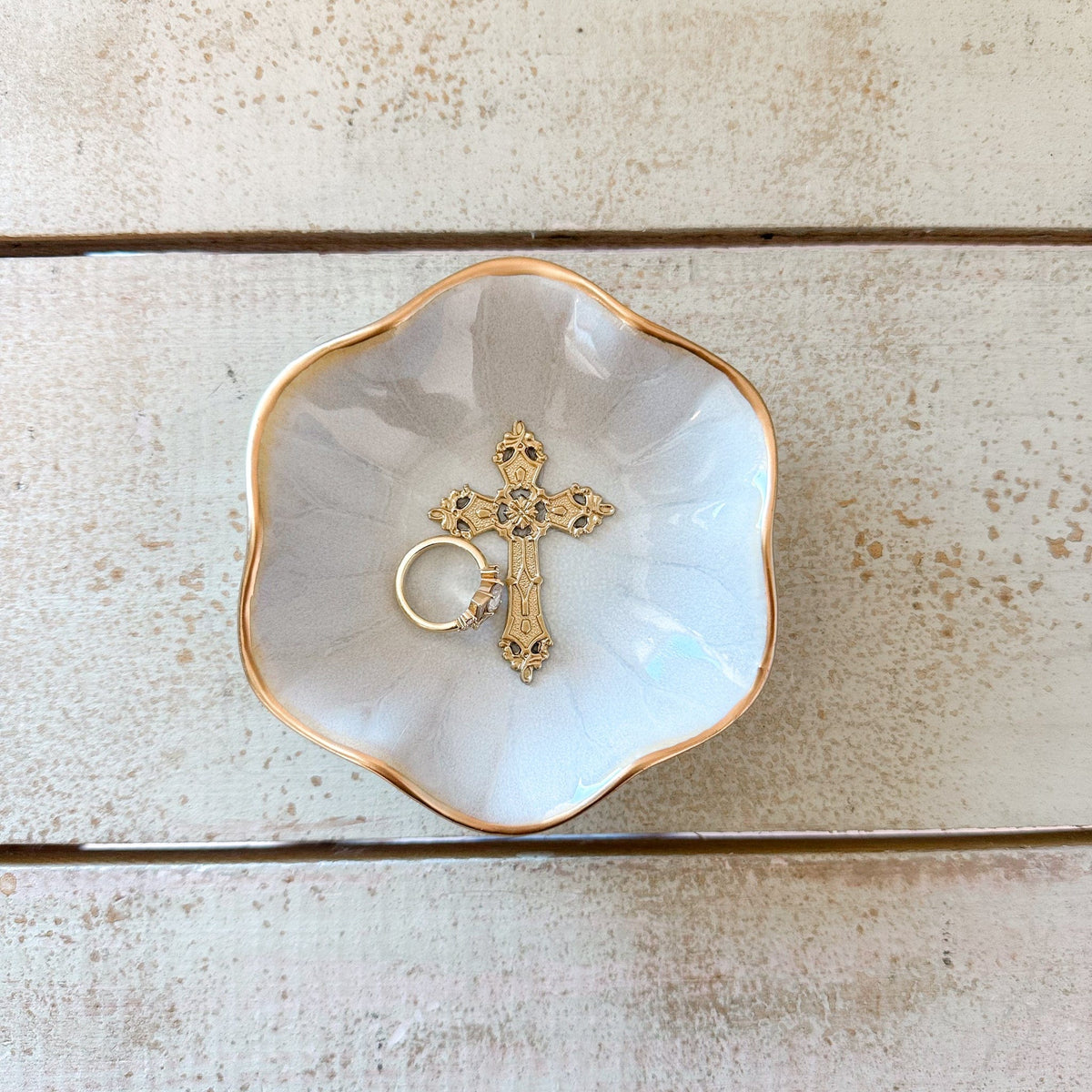 Ten Twenty Six Designs Lotus Flower Cross Jewelry Dish - Little Miss Muffin Children & Home