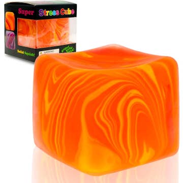Orange Marble Cube Slow Rising Stress Relief Squeeze Toy Box