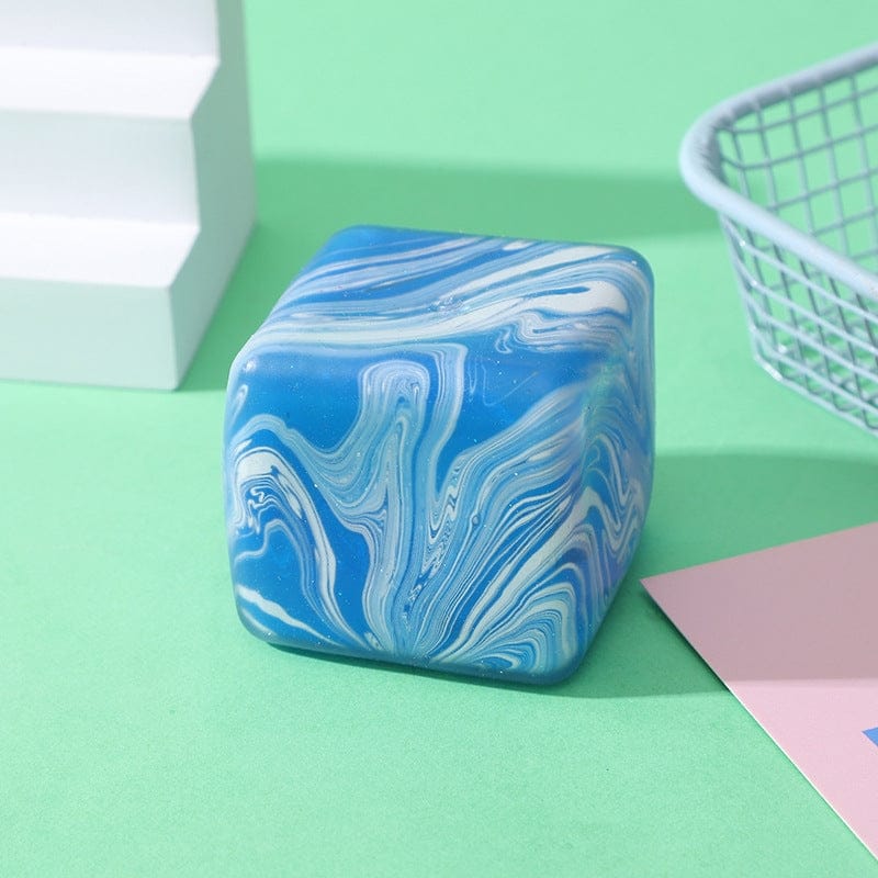 Blue Marble Ice Cube Squishy Slow Rising Stress Relief Fidget Toy