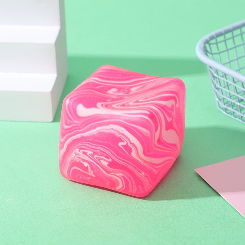 Pink Marble Ice Cube Squishy Slow Rising Stress Relief Fidget Toy