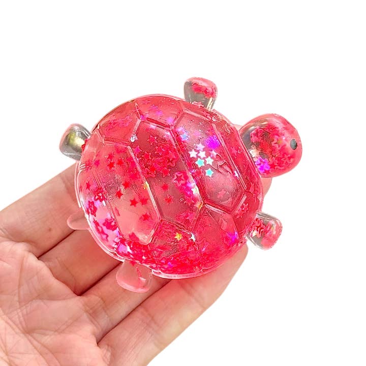 Glitter Turtle Squishy Stress Relief Toy with Taffy-Like Texture, 5 Available Colors