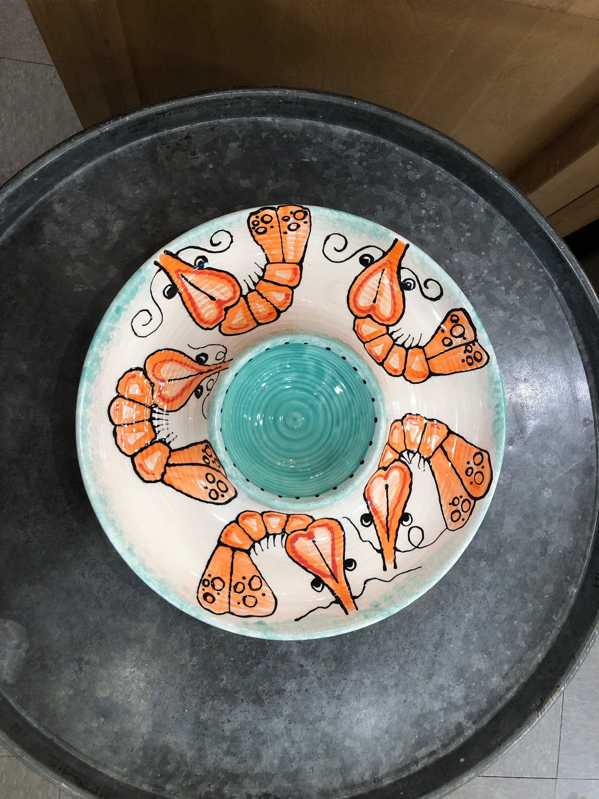 Jan Salzer Art Boiled Shrimp Round Chip & Dip - Little Miss Muffin Children & Home