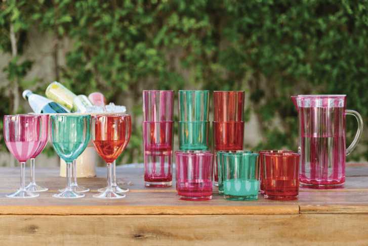 Acrylic Drinking Glass 14oz with Stripes, 3 Colors Available