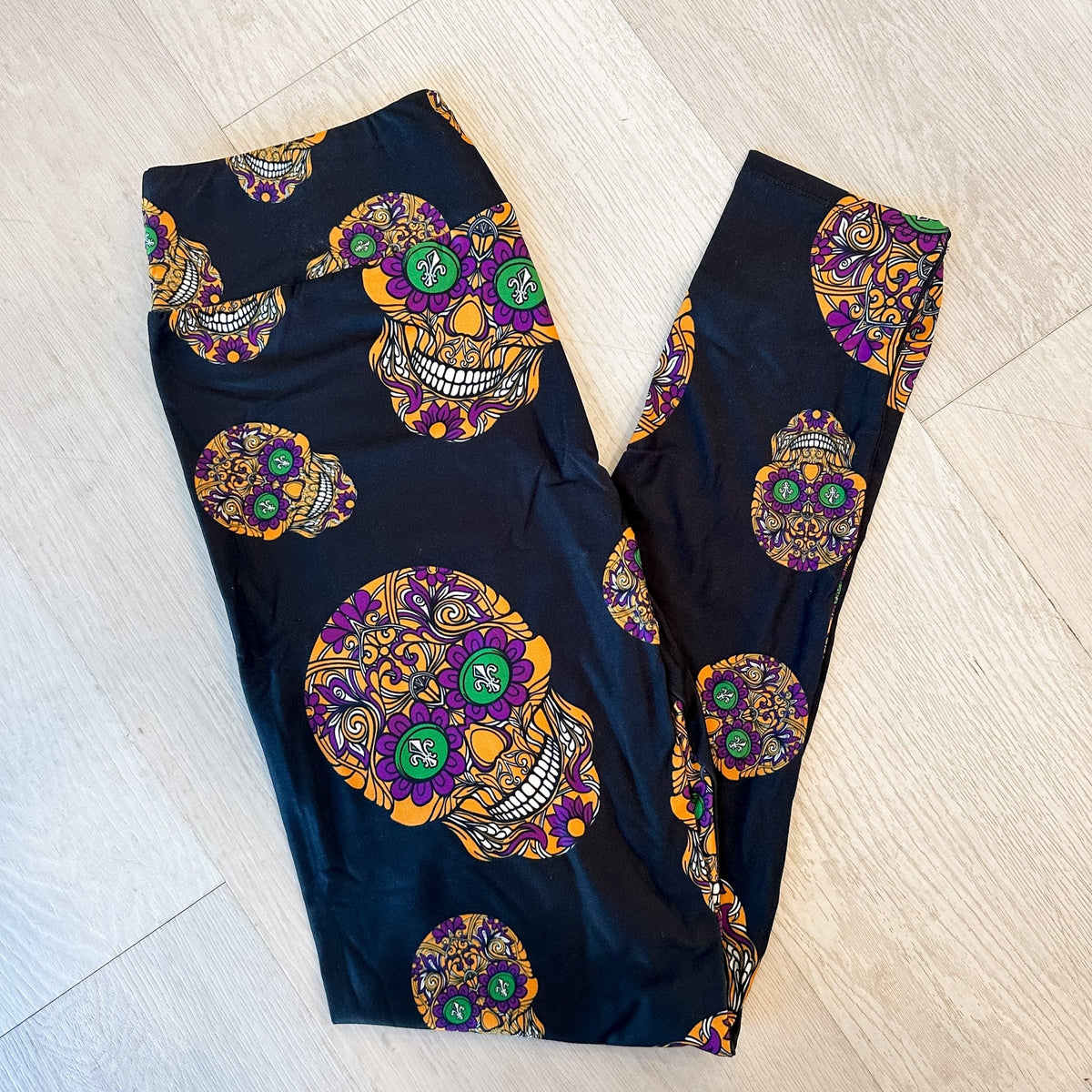 Adult Mardi Gras Sugar Skull Leggings