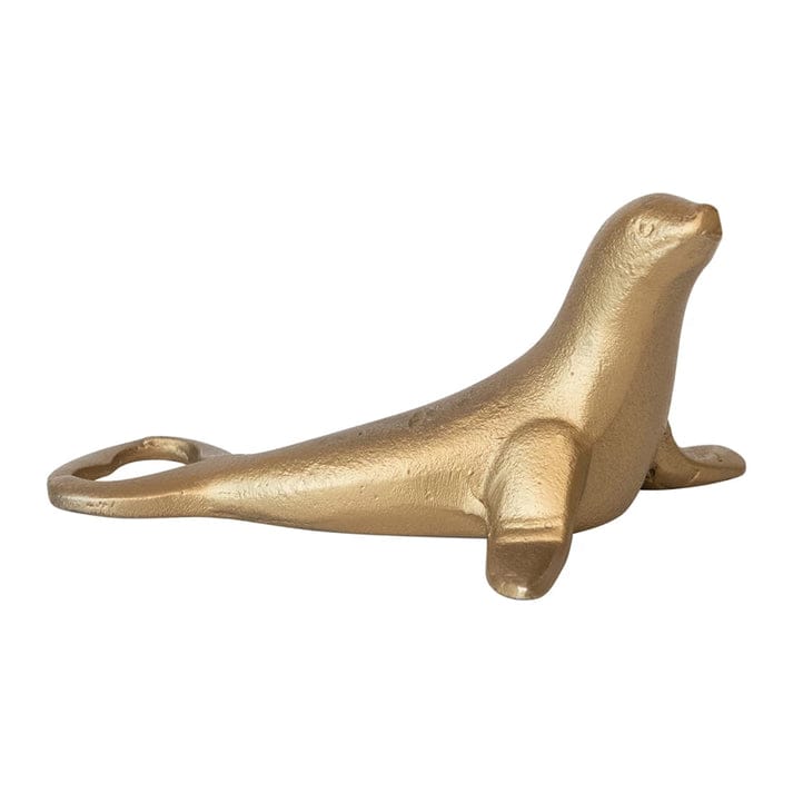 Antique Gold Cast Aluminum Seal Shaped Bottle Opener