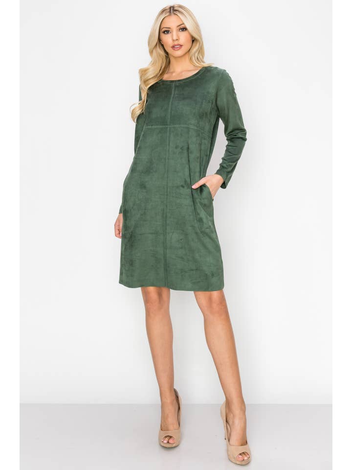 green suede dress