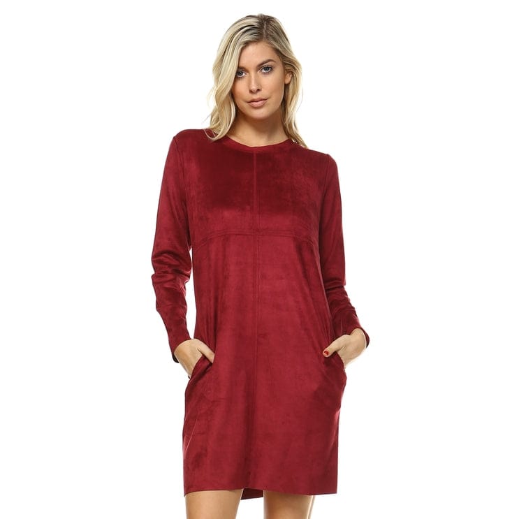 wine suede dress