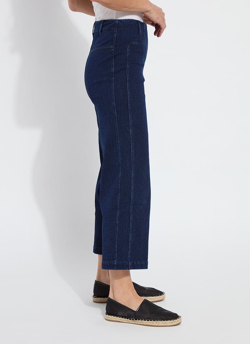 Lysse Layton Wide-Leg Cropped Denim Pants in Dark Indigo