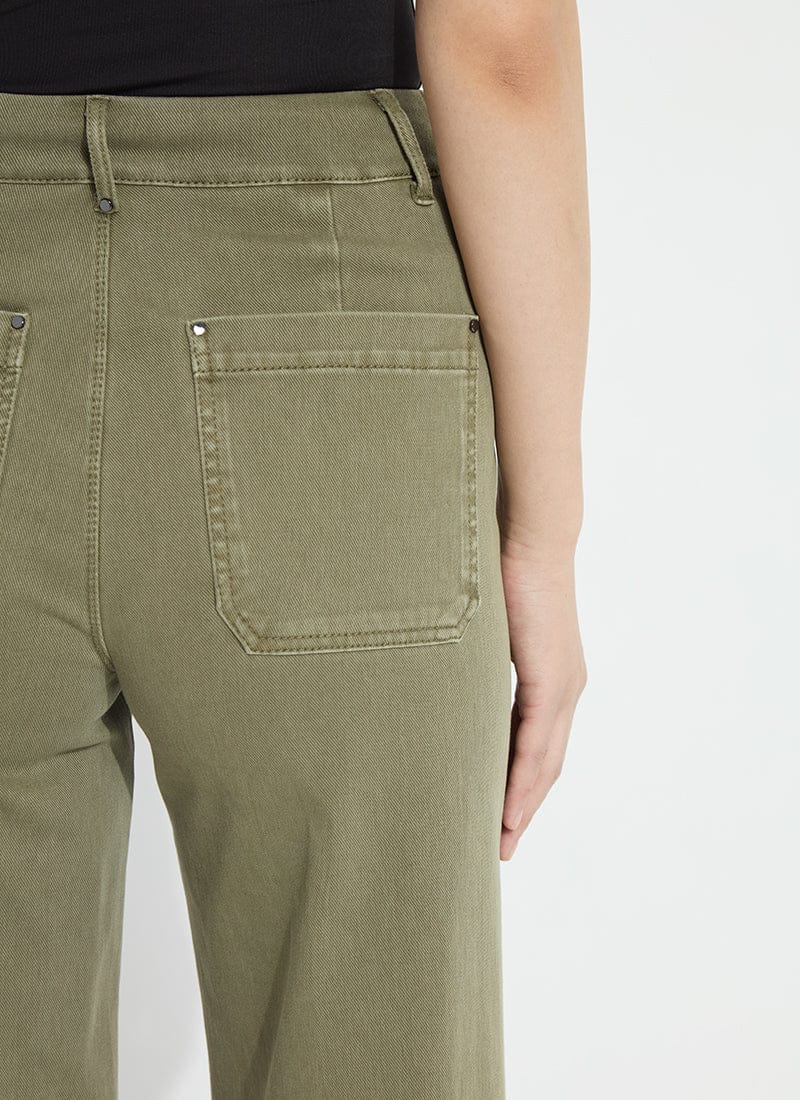 Erin High Waist Wide Leg Denim in Antique Wash Smoked Green