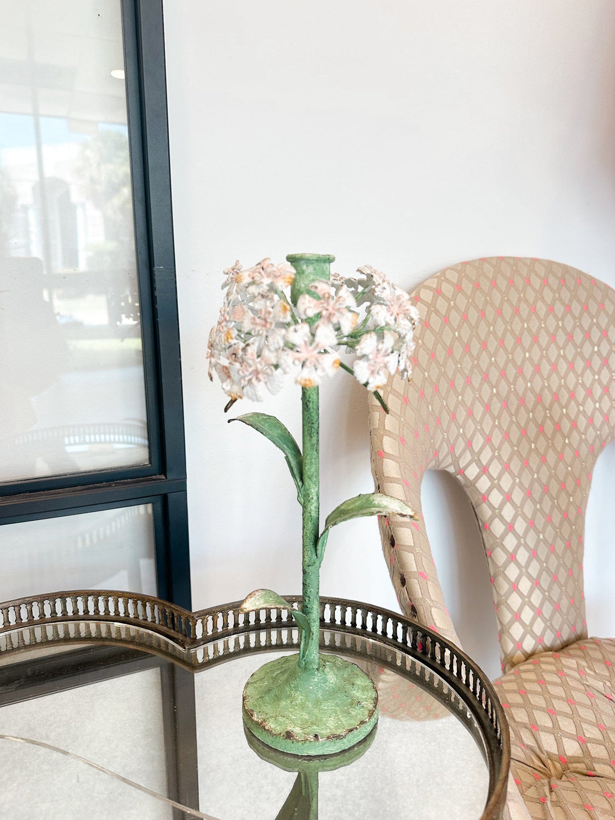 Creative Co-op Painted Metal Vintage Reproduction Toleware Flower Shaped Taper Holder, Distressed Finish, 3 Styles Available - Little Miss Muffin Children & Home