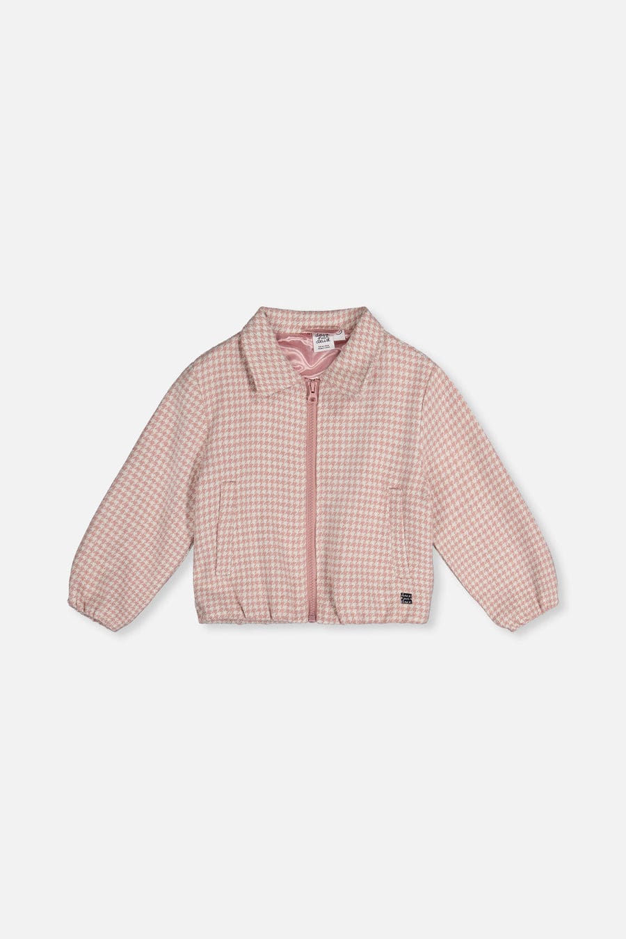 Yarn Dye Pink Houndstooth Bomber Jacket
