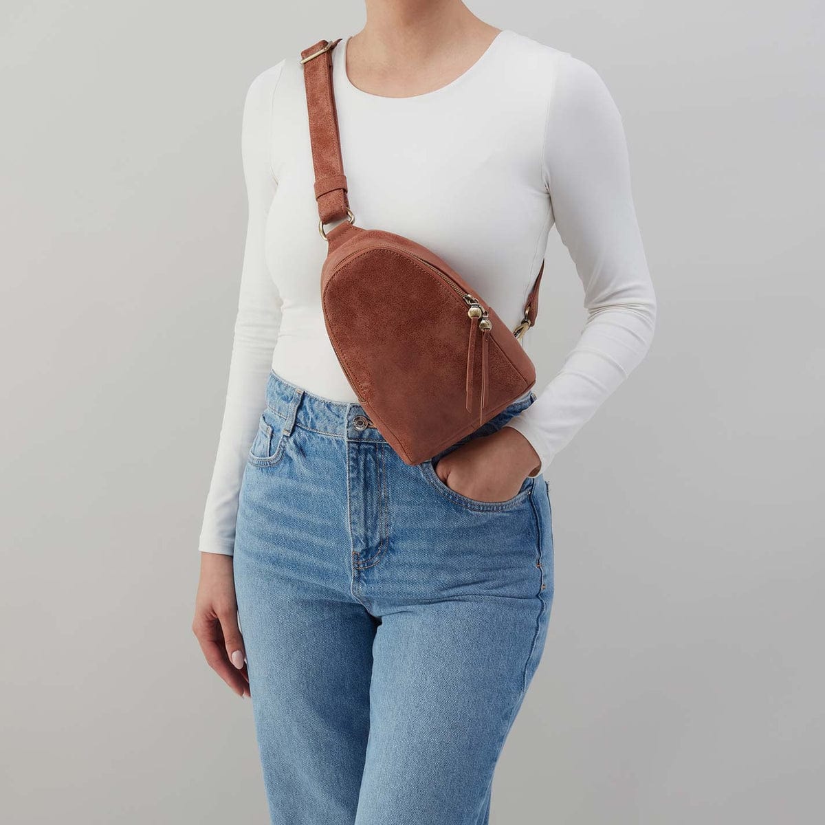 Hobo Fern Sling in Smooth Leather with Multi Stitch - Burnished Saddle - Little Miss Muffin Children & Home