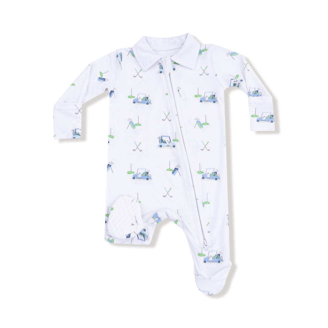 Baby Golf Carts Blue Polo 2 Way Zipper Footie