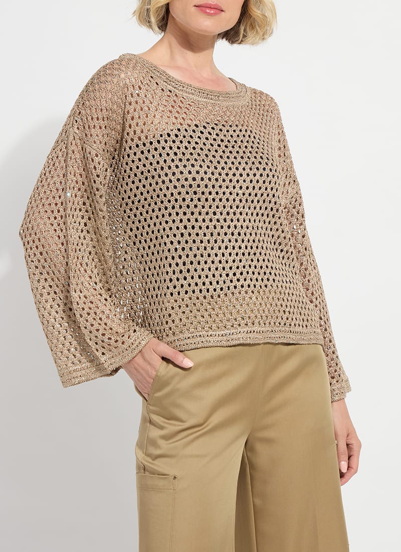 Bailey Slouchy Net Mesh Knit Top in Raw Umber