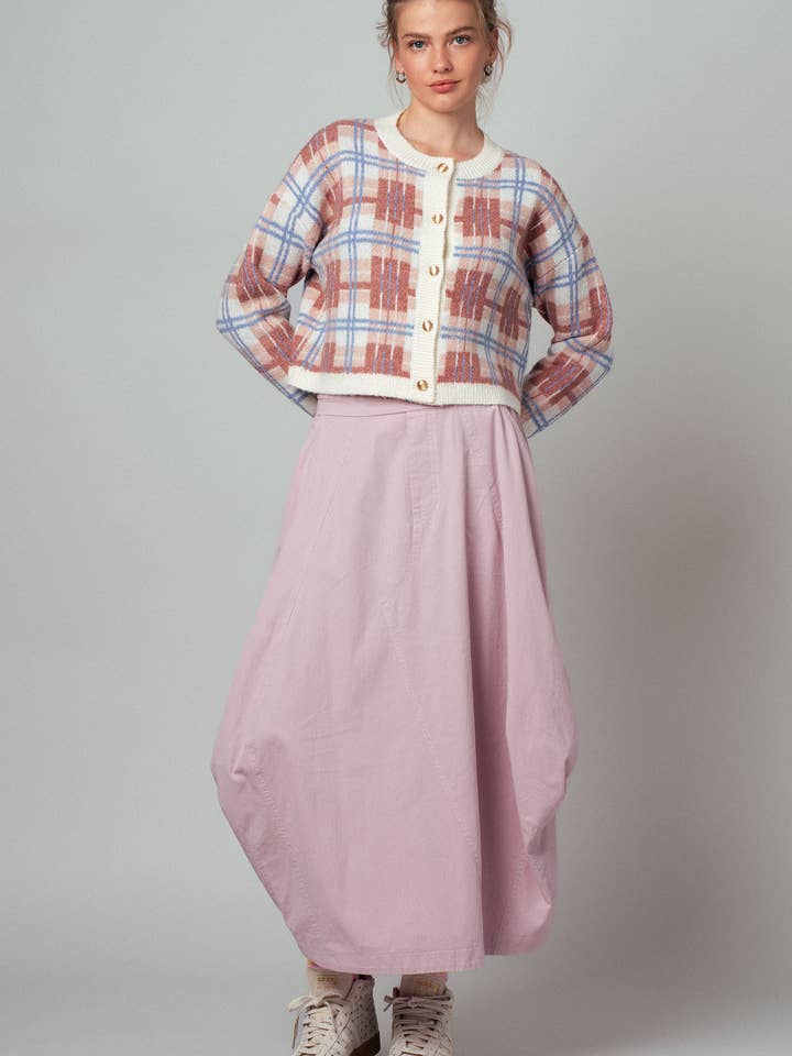Balloon Hem Drawstring Maxi Skirt