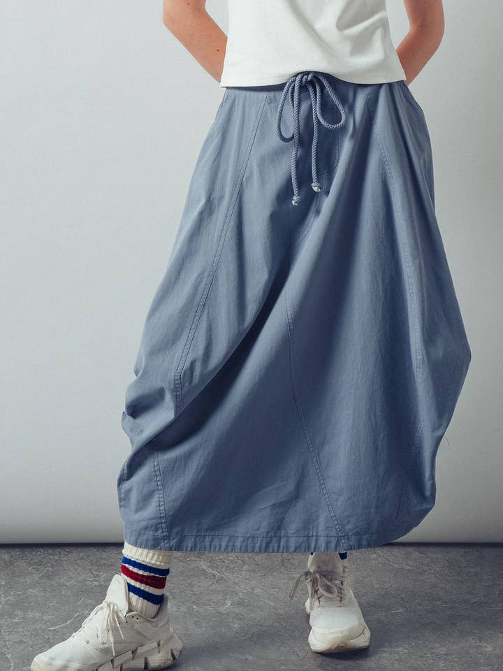 Balloon Hem Drawstring Maxi Skirt