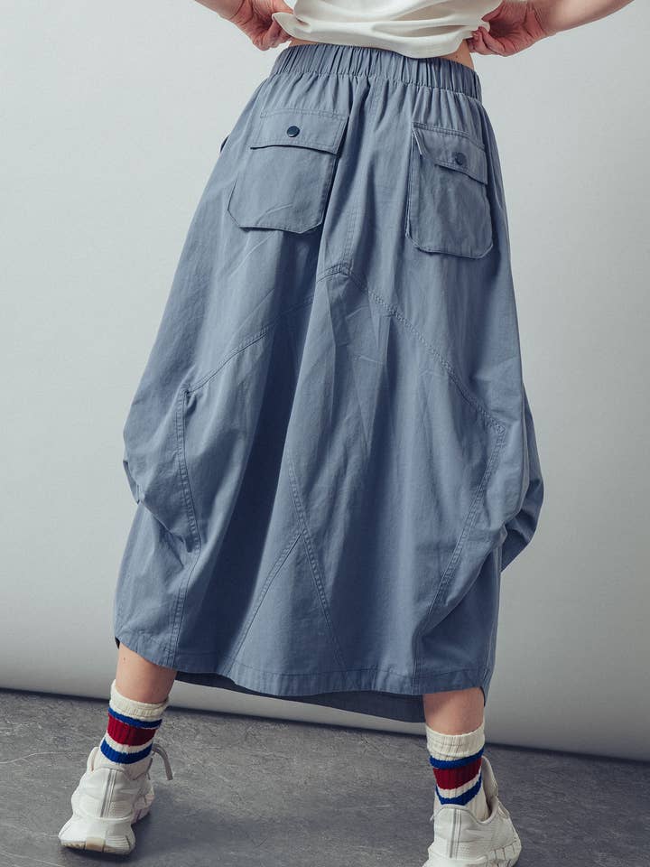 Balloon Hem Drawstring Maxi Skirt