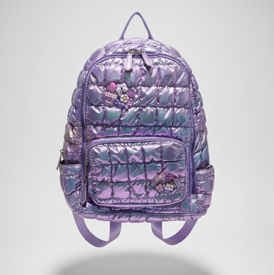 Bari Lynn Pastel Quilted Charm Backpack for Girls