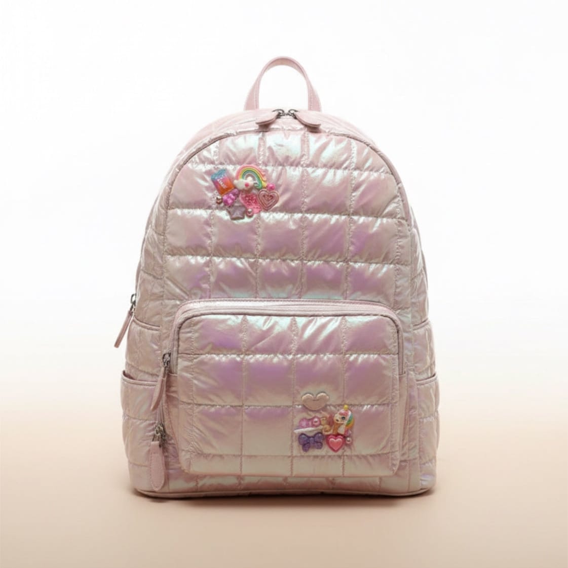 Bari Lynn Pastel Quilted Charm Backpack for Girls
