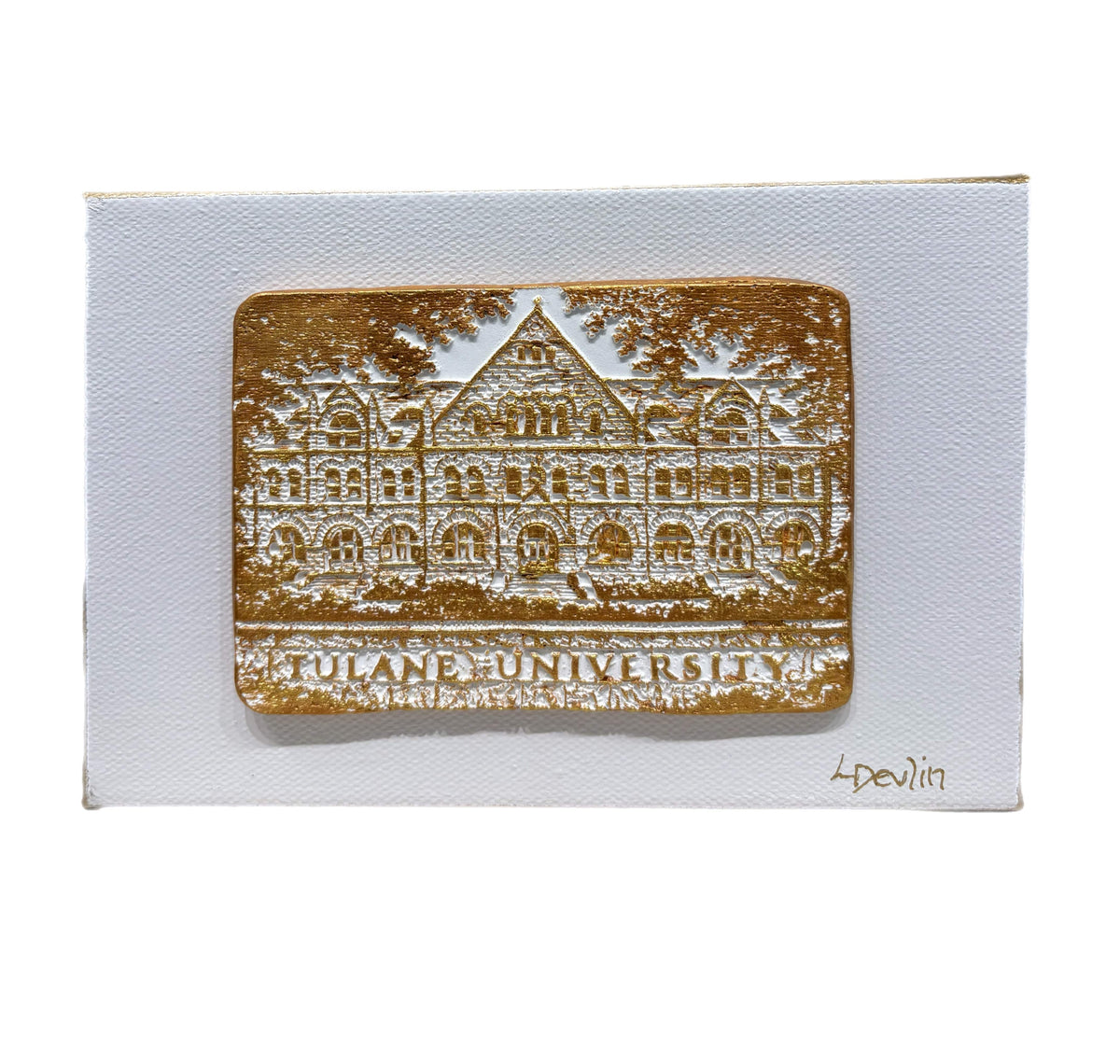 Tulane Clay Artwork on Canvas | New Orleans Wall Art Tulane University Inspired Design by Lisa Devlin
