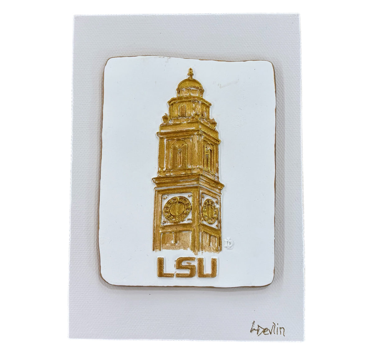 LSU Clay Artwork on Canvas | Louisiana State University Wall Art by Lisa Devlin