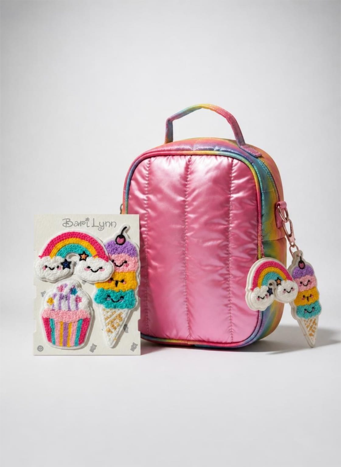 Bari Lynn Puff Stripe Lunchbox – Pink