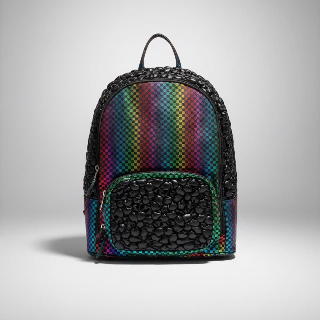 Bari Lynn Shimmer Check Bubble Backpack for Girls – Black