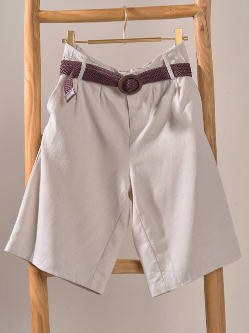 Belted Linen Blend Bermuda Shorts
