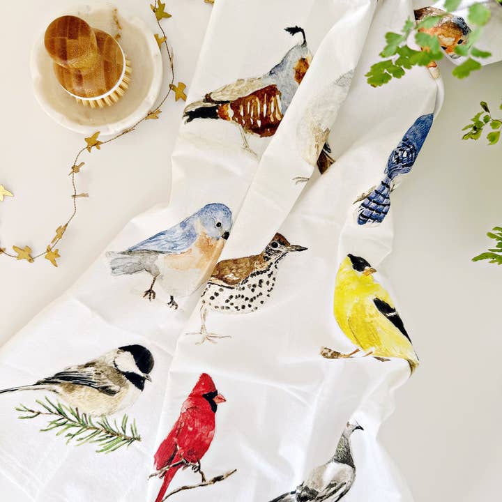 emily lex tea towel with birds