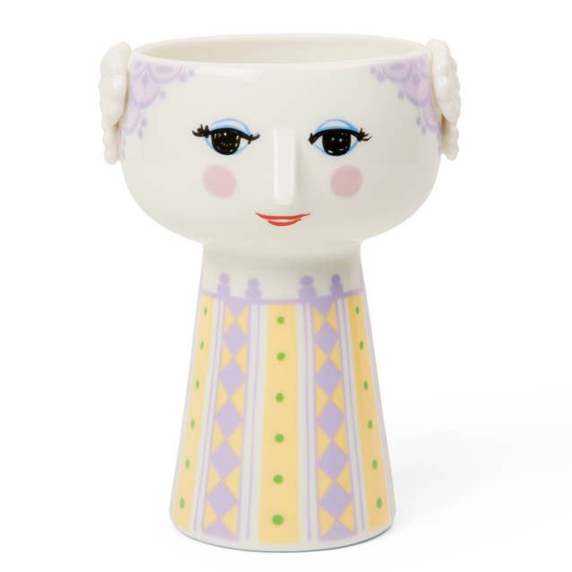 Bjørn Wiinblad Eva Lavender/Yellow 5.9" 3D Ceramic Vase on Long Base