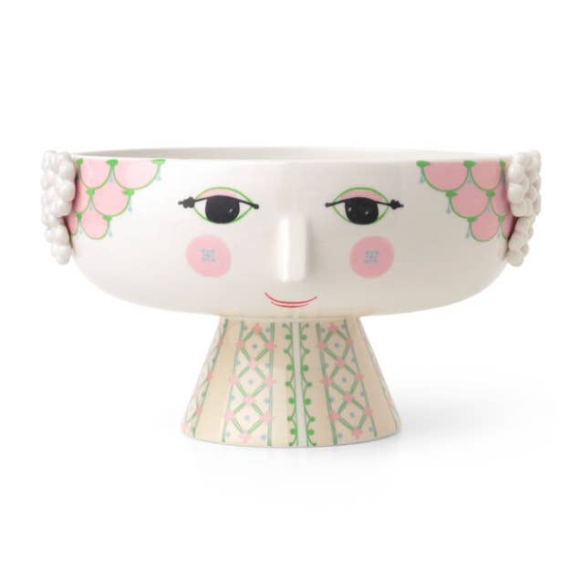 Bjørn Wiinblad Eva Soft Pink 9.4" Ceramic Decorative Bowl on Stand