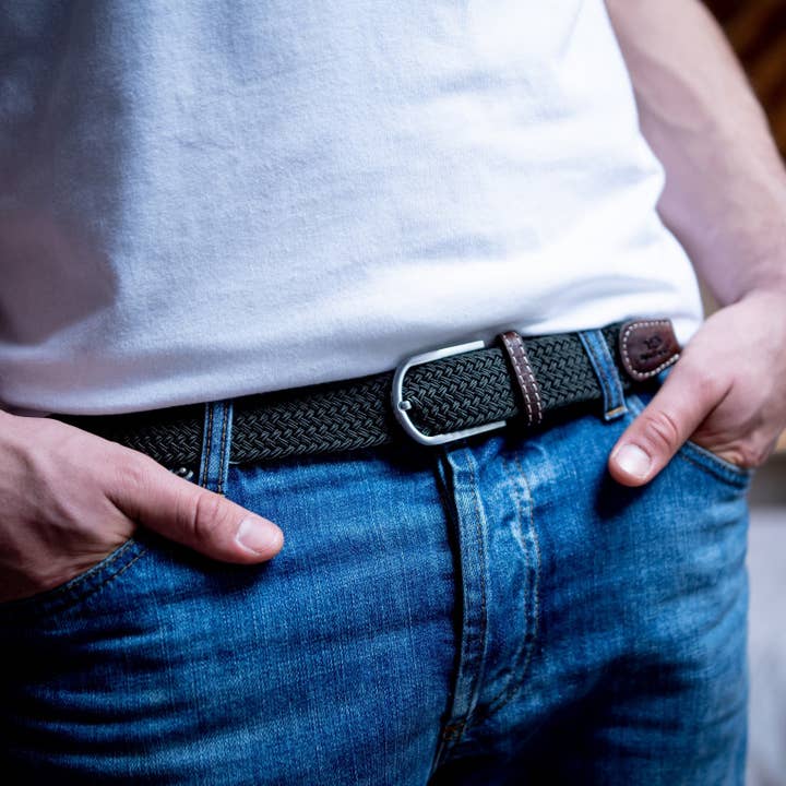 Black Licorice Braided Elastic Belt